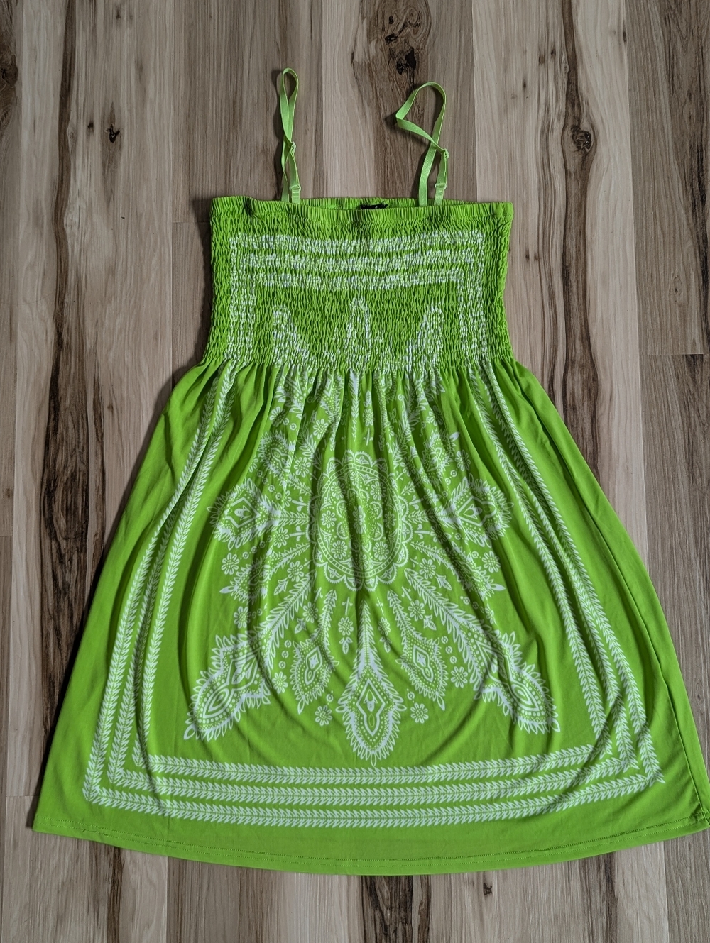 Just Love Womens Tube Top Green Sundress Dress Bohemian Boho Beach Paisley M